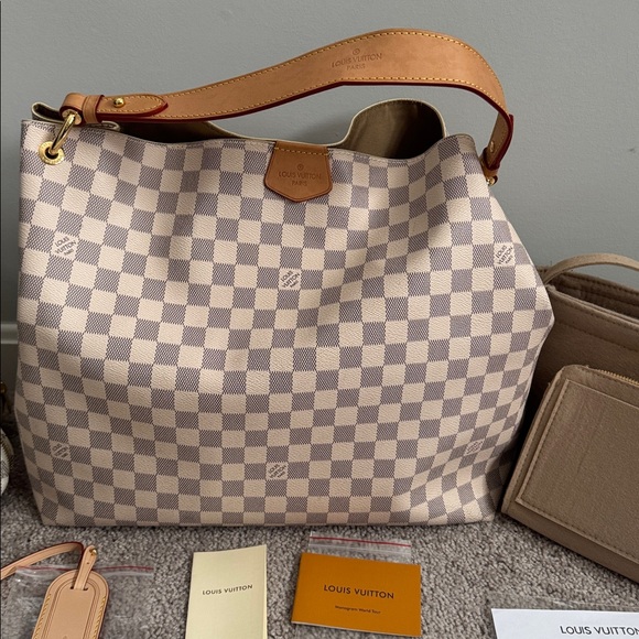 Louis Vuitton LV Canvas Graceful PM Damier Azur handbag dust bag tags organizer - Picture 2 of 11